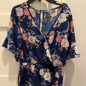 girls truly me royal romper in floral